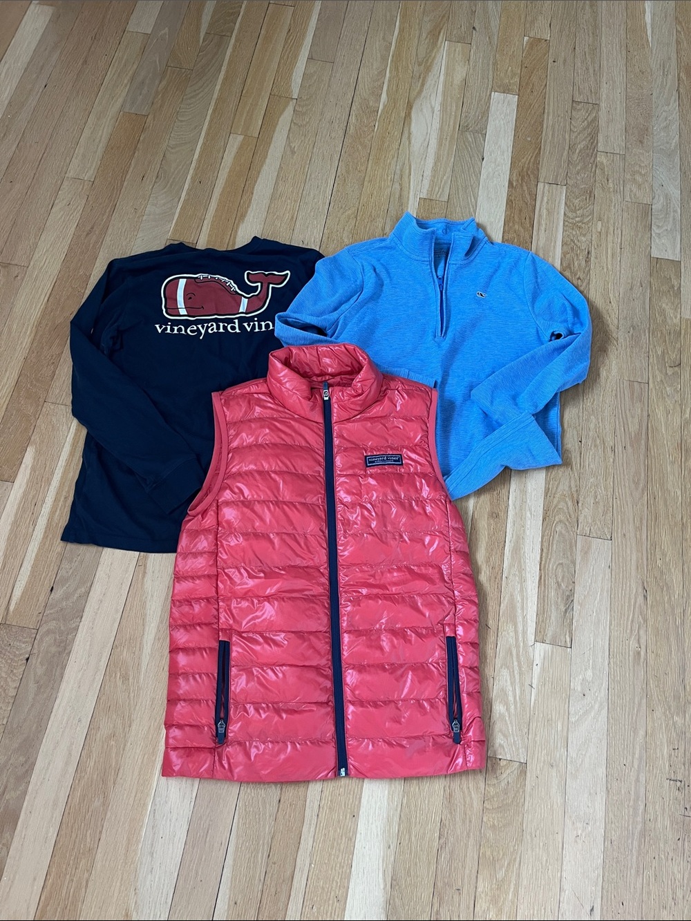 Vineyard Vines Boys 3 piece lot large (16).. vest long sleeve t 3/4 zip